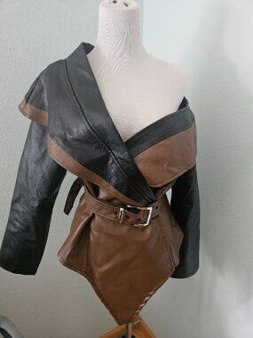 Two-Tone Asymmetrical Hem Belted Jacket